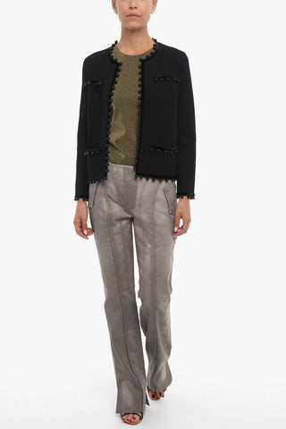 Open Front KENDRA Cardigan with Decorative Beaded Trim and Velvet Details