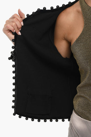 Open Front KENDRA Cardigan with Decorative Beaded Trim and Velvet Details