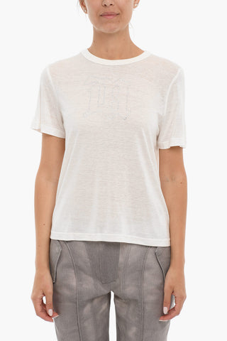 Crew neck T-shirt with Monogram in Rhinestone