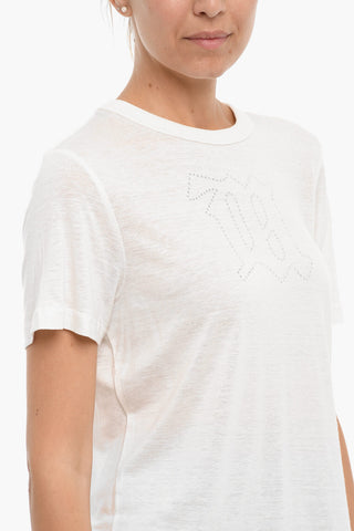 Crew neck T-shirt with Monogram in Rhinestone
