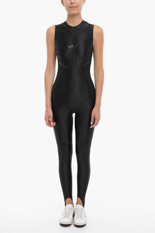 Stretch Fabric Stirrup Jumpsuit with Zip Closure