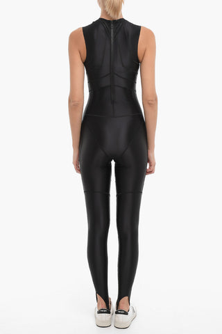Stretch Fabric Stirrup Jumpsuit with Zip Closure