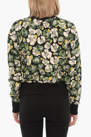 LIBERTY Floral Motif Cropped Crew-Neck Sweatshirt