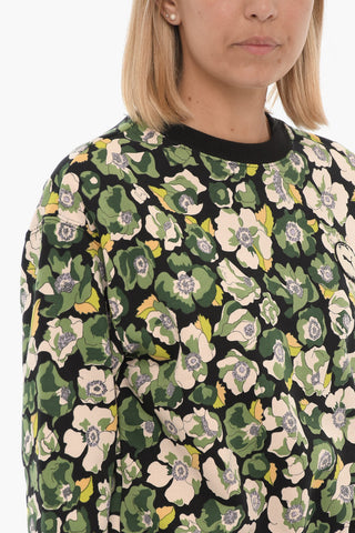 LIBERTY Floral Motif Cropped Crew-Neck Sweatshirt
