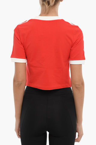 Two-Tone Cropped T-shirt with V-Neck
