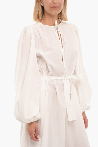 Organic Cotton ORME Tie Neck Dress with Leg-O-Mutton Sleeve
