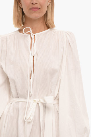Organic Cotton ORME Tie Neck Dress with Leg-O-Mutton Sleeve