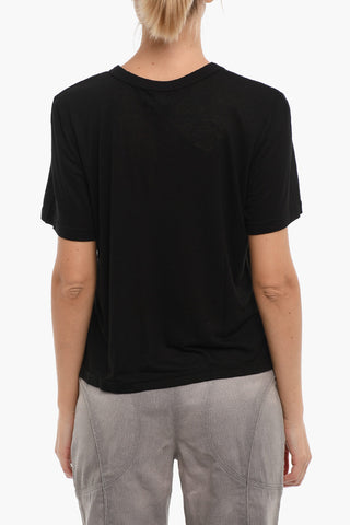 T-shirt Girocollo con Monogram in Strass