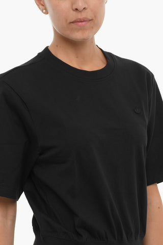 T-shirt Girocollo in Tinta Unita con Fondo Elasticizzato