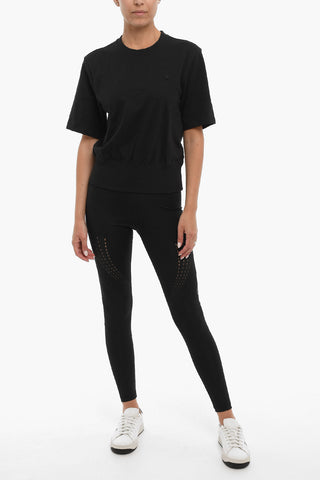 T-shirt Girocollo in Tinta Unita con Fondo Elasticizzato