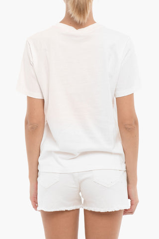 Solid Color Crew-neck T-Shirt with Embroidery