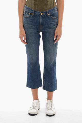 Jeans Crop con Bottoni Dorati 21cm