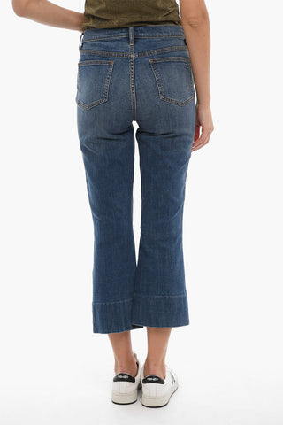 Jeans Crop con Bottoni Dorati 21cm