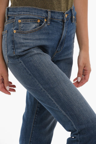 Jeans Crop con Bottoni Dorati 21cm