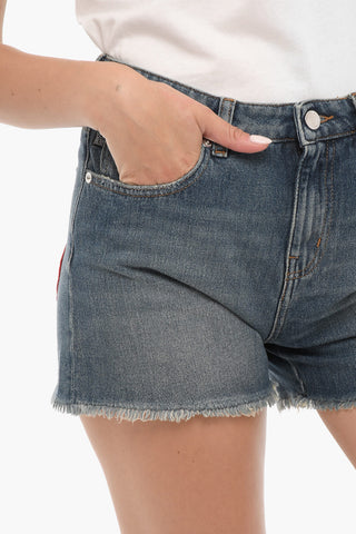 LOVE Denim Shorts with Heart-Shaped Patch