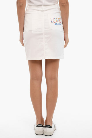 Cotton Twill Mini Skirt with Colored Buttons