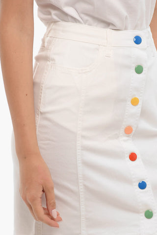 Cotton Twill Mini Skirt with Colored Buttons