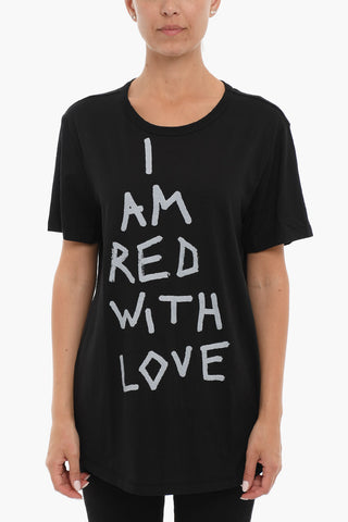 Oversize Crew-neck T-shirt with Print Lettering