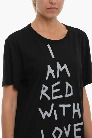 Oversize Crew-neck T-shirt with Print Lettering