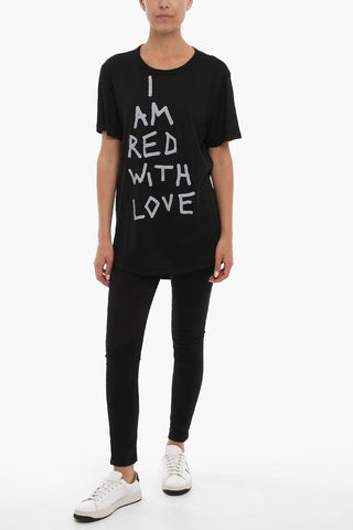 Oversize Crew-neck T-shirt with Print Lettering