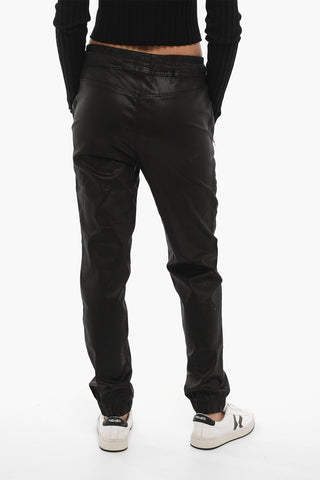 Low Crotch Faux Leather Trousers with Ankle Elastic
