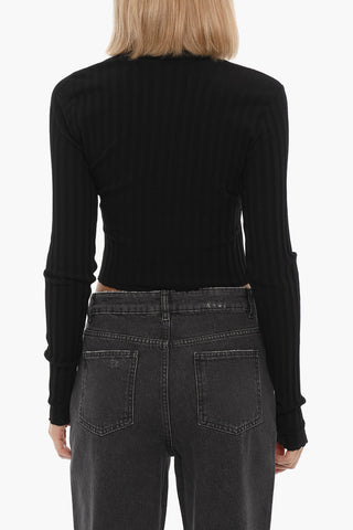 Maglia Leggera Crop a Costine con Dettagli Cut Out
