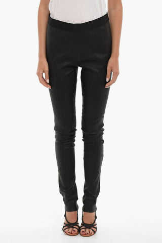 Leather Leggings with Elastic Waistband