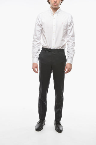 Virgin Wool Trousers with Belt Loops