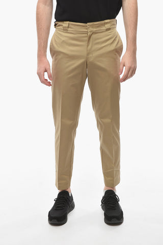 Pantaloni Chino in Cotone con Chiusura a Scomparsa