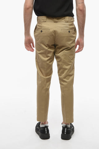 Pantaloni Chino in Cotone con Chiusura a Scomparsa