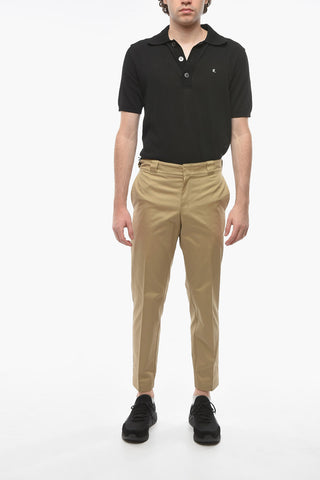 Pantaloni Chino in Cotone con Chiusura a Scomparsa