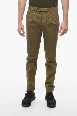 ID Stretchy-cotton Single-pleated Chino Pants