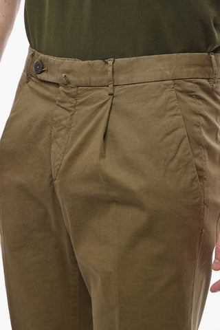 ID Stretchy-cotton Single-pleated Chino Pants