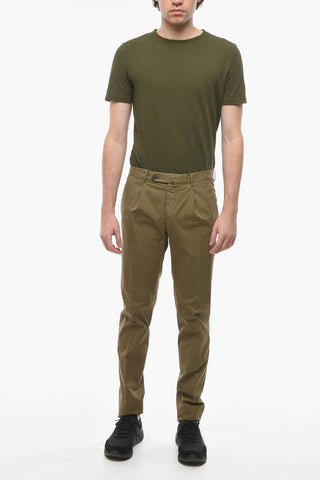 ID Stretchy-cotton Single-pleated Chino Pants