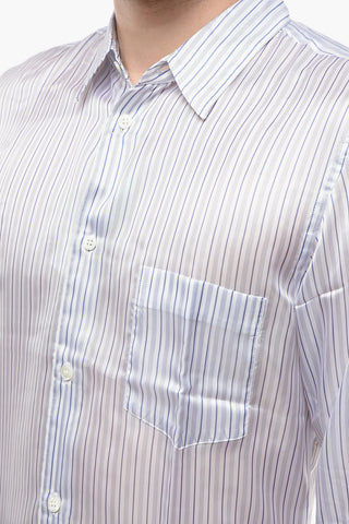 SHIRT Cupro Shirt with Balanced Striped Pattern and Chest Pocket