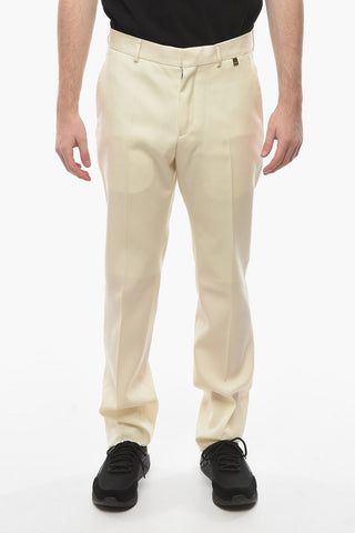 Wool Pleat-front Trousers with Straight-leg
