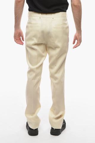 Wool Pleat-front Trousers with Straight-leg
