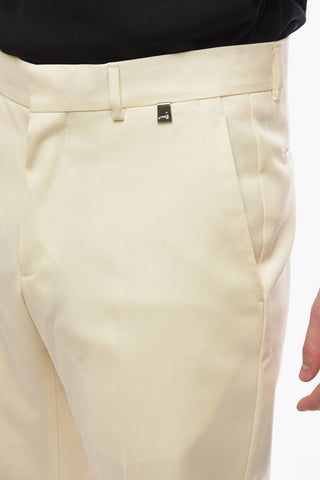 Wool Pleat-front Trousers with Straight-leg