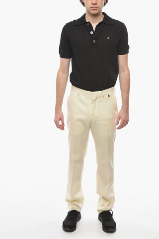 Wool Pleat-front Trousers with Straight-leg