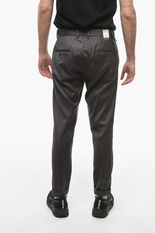 Pantaloni RAVAL A Motivo Herringbone in Lana Vergine