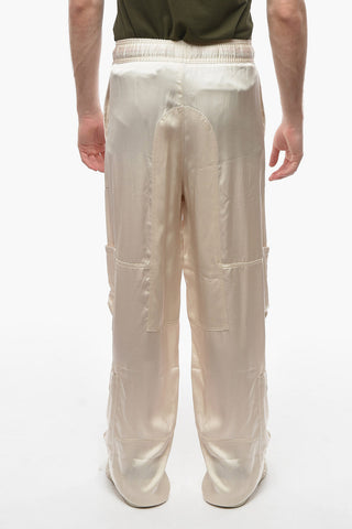 Satin Straight-leg SPIRIT Trousers with Multicolored Drawstring