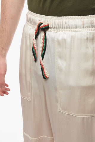 Satin Straight-leg SPIRIT Trousers with Multicolored Drawstring
