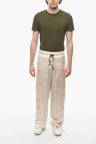 Satin Straight-leg SPIRIT Trousers with Multicolored Drawstring