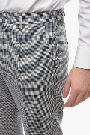 Pantaloni a una Pince RAVAL In Motivo Pied De Poule con Taschino