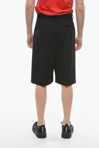 Double-pleated Wool Shorts with Front Maxi Zip