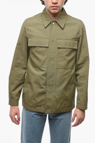 Overshirt Sahariano in Cotone con Bottoni a Pressione