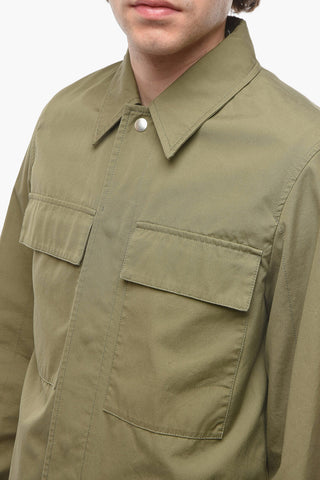Overshirt Sahariano in Cotone con Bottoni a Pressione
