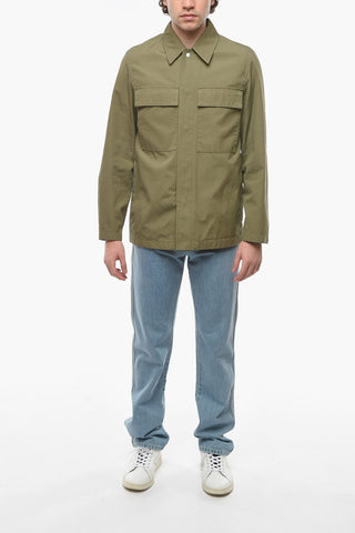 Overshirt Sahariano in Cotone con Bottoni a Pressione