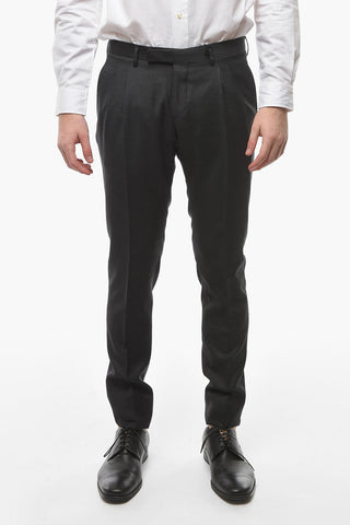 Double-Pleat Virgin Wool Pants