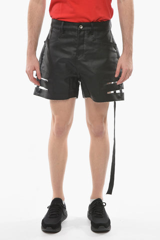 DRKSHDW Cut-out Detail SPARTAN Coated Denim Shorts
